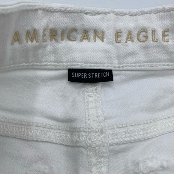 American Eagle Women's Super Stretch White Jean Shorts Cuffed 4 - Picture 4 of 5